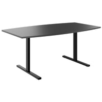 T-EASY conference table | boat shape, 1800 - 2400 mm (6 - 10 people), cable flap optional, anthracite