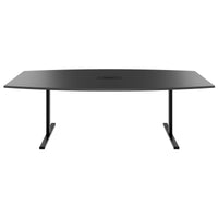 T-EASY conference table | boat shape, 1800 - 2400 mm (6 - 10 people), cable flap optional, anthracite