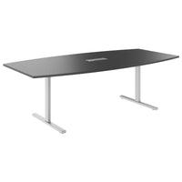 T-EASY conference table | boat shape, 1800 - 2400 mm (6 - 10 people), cable flap optional, anthracite