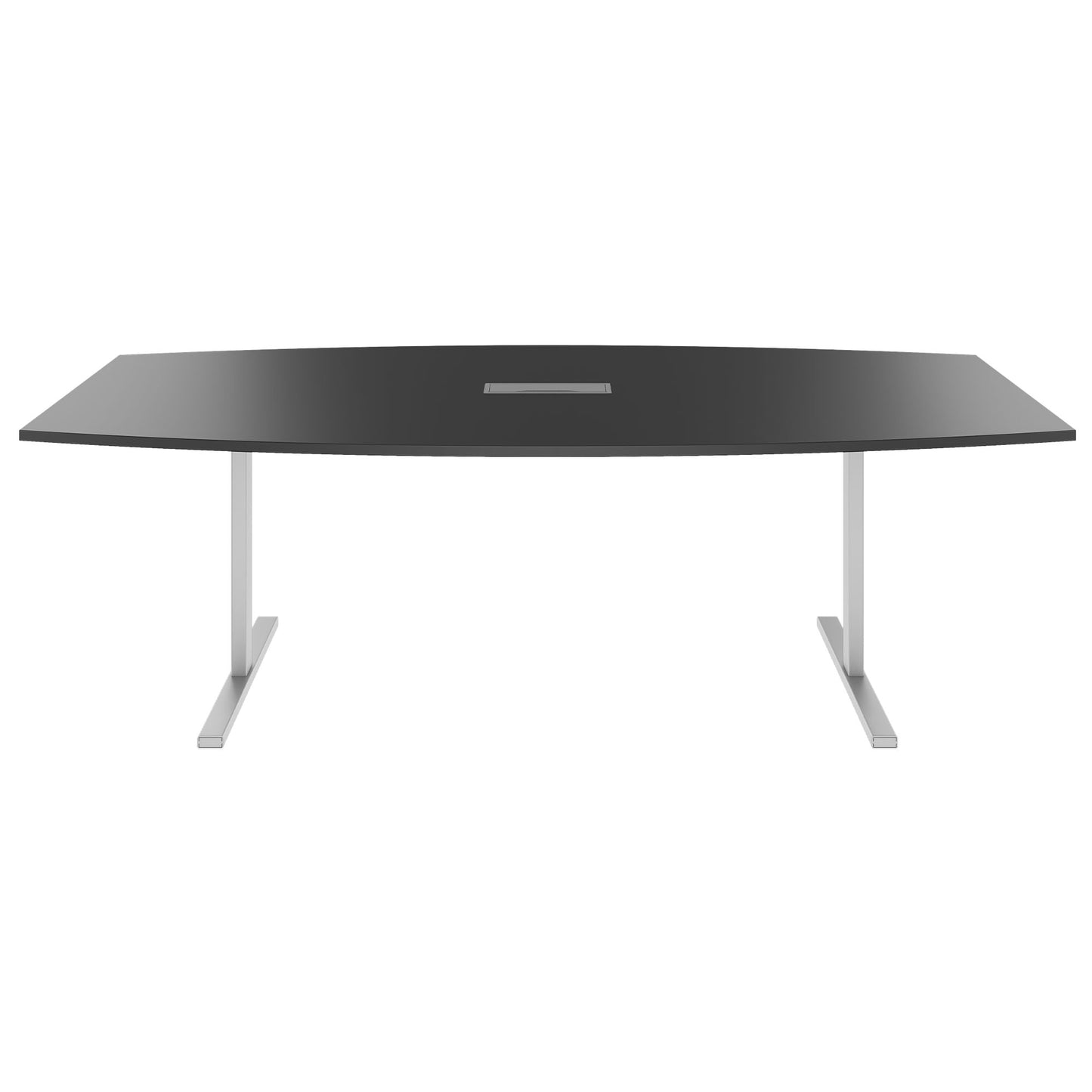 T-EASY conference table | boat shape, 1800 - 2400 mm (6 - 10 people), cable flap optional, anthracite