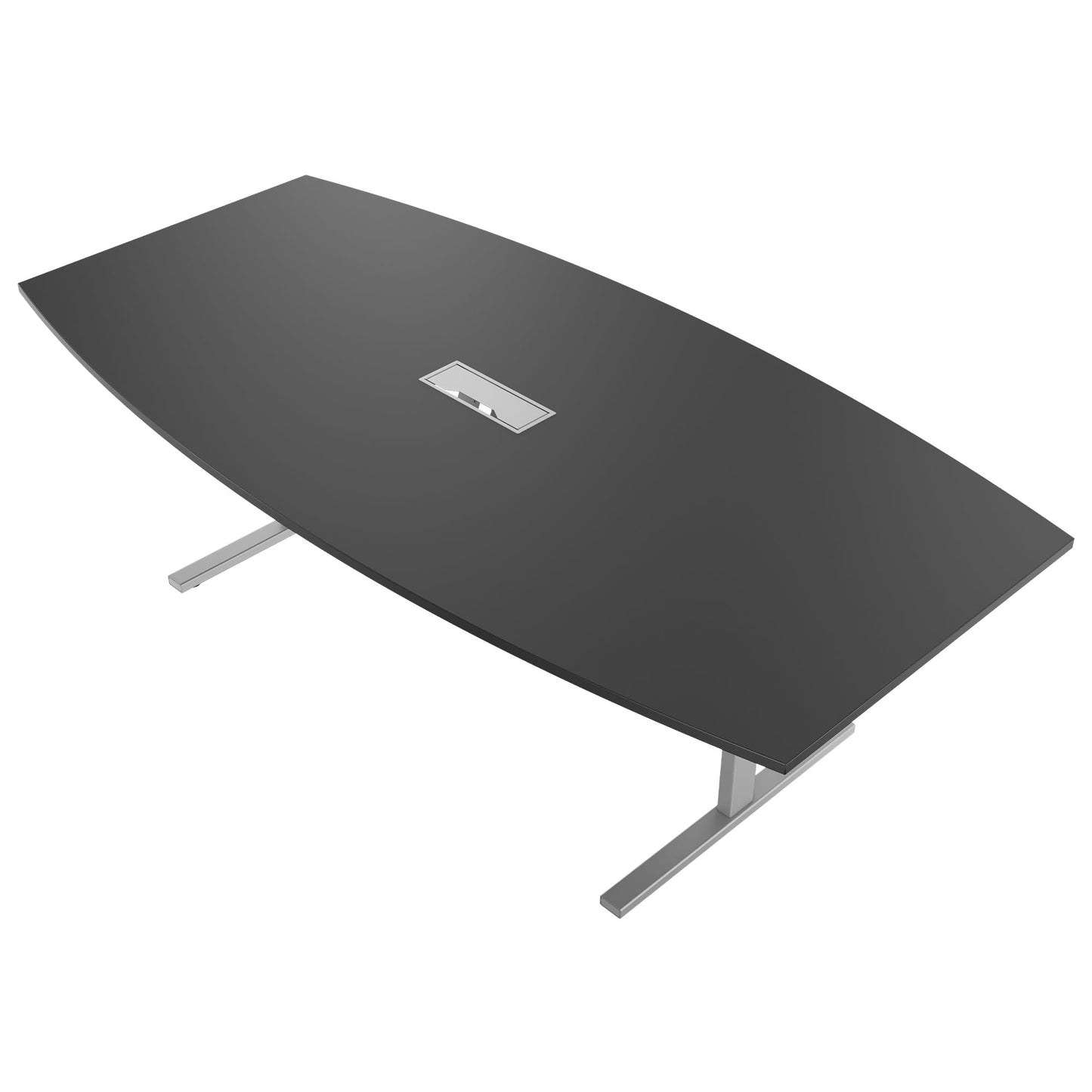 T-EASY conference table | boat shape, 1800 - 2400 mm (6 - 10 people), cable flap optional, anthracite