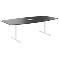 T-EASY conference table | boat shape, 1800 - 2400 mm (6 - 10 people), cable flap optional, anthracite