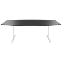 T-EASY conference table | boat shape, 1800 - 2400 mm (6 - 10 people), cable flap optional, anthracite