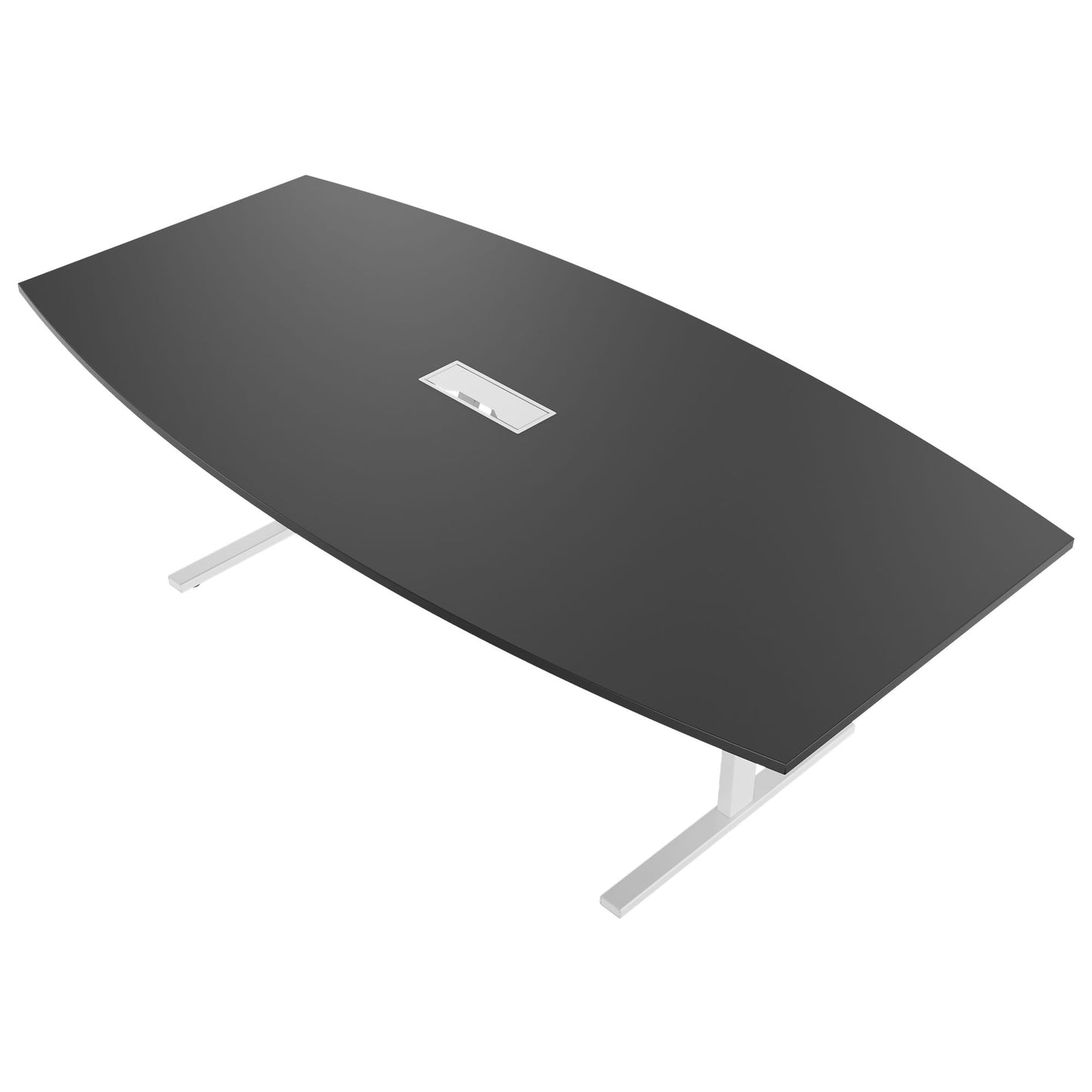 T-EASY conference table | boat shape, 1800 - 2400 mm (6 - 10 people), cable flap optional, anthracite