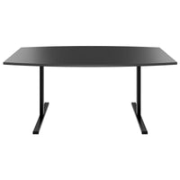 T-EASY conference table | boat shape, 1800 - 2400 mm (6 - 10 people), cable flap optional, anthracite