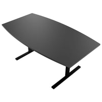 T-EASY conference table | boat shape, 1800 - 2400 mm (6 - 10 people), cable flap optional, anthracite