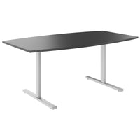 T-EASY conference table | boat shape, 1800 - 2400 mm (6 - 10 people), cable flap optional, anthracite