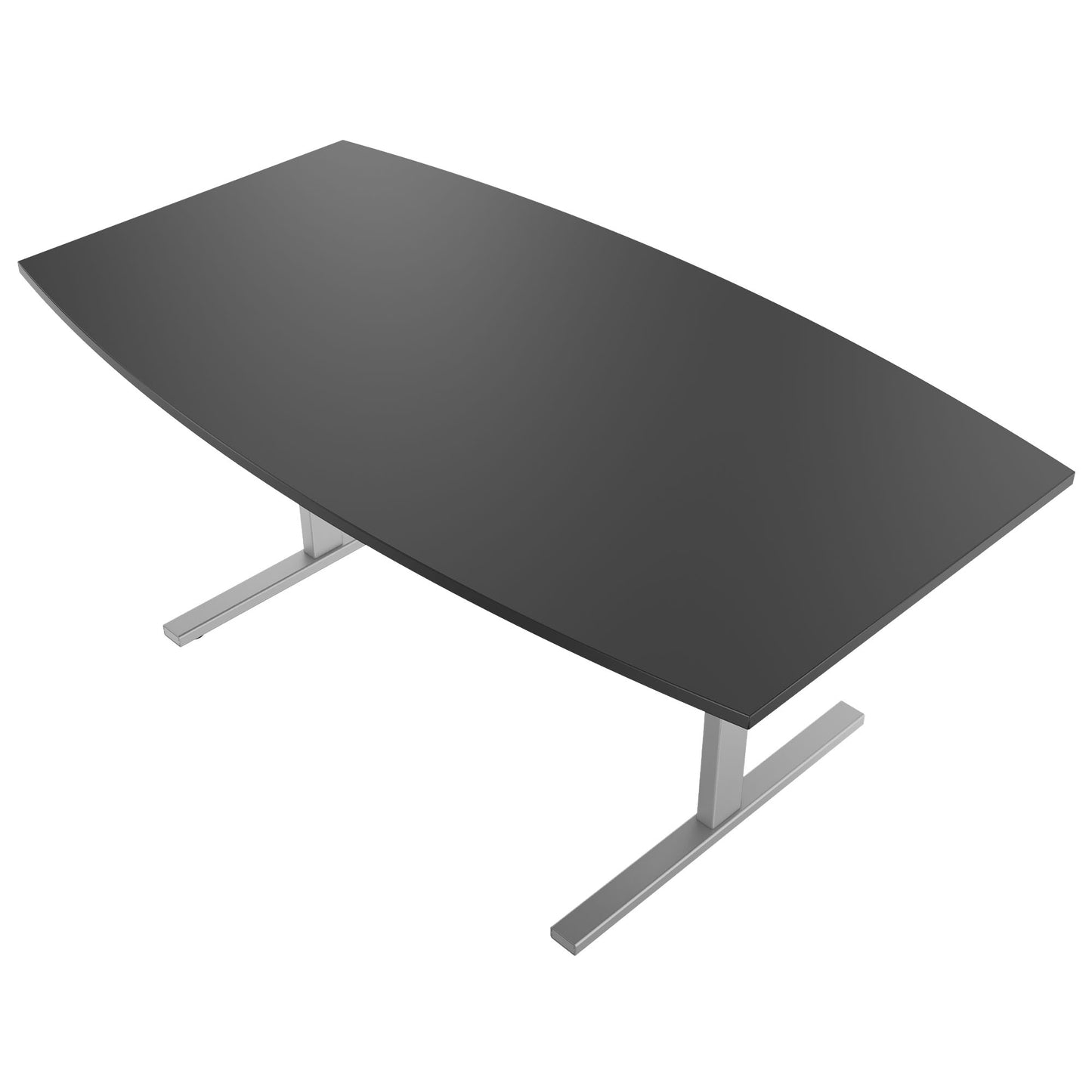 T-EASY conference table | boat shape, 1800 - 2400 mm (6 - 10 people), cable flap optional, anthracite