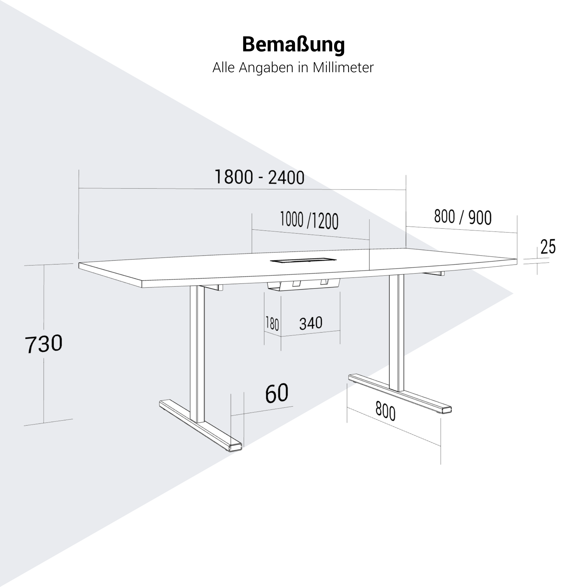 T-EASY conference table | boat shape, 1800 - 2400 mm (6 - 10 persons), cable flap optional, amber oak