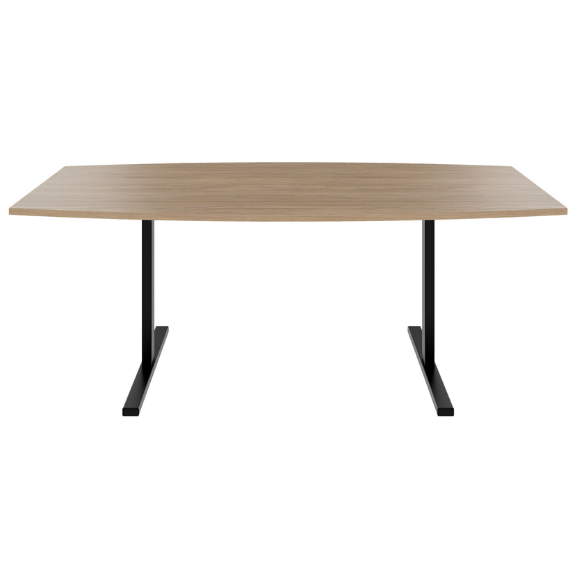 T-EASY conference table | boat shape, 1800 - 2400 mm (6 - 10 persons), cable flap optional, amber oak