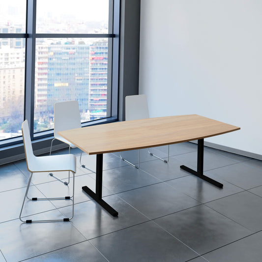 T-EASY Konferenztisch | Bootsform, 1800 - 2400 mm (6 - 10 Personen), Kabelklappe optional, Bernsteineiche