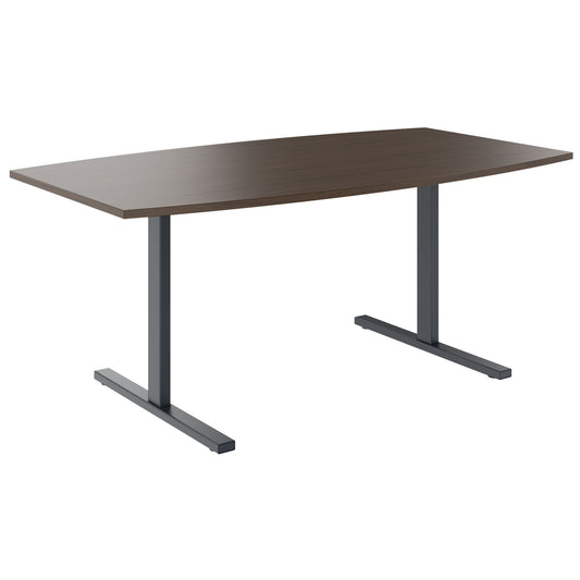 T-EASY conference table | boat shape, 1800 - 2400 mm (6 - 10 persons), cable flap optional, walnut