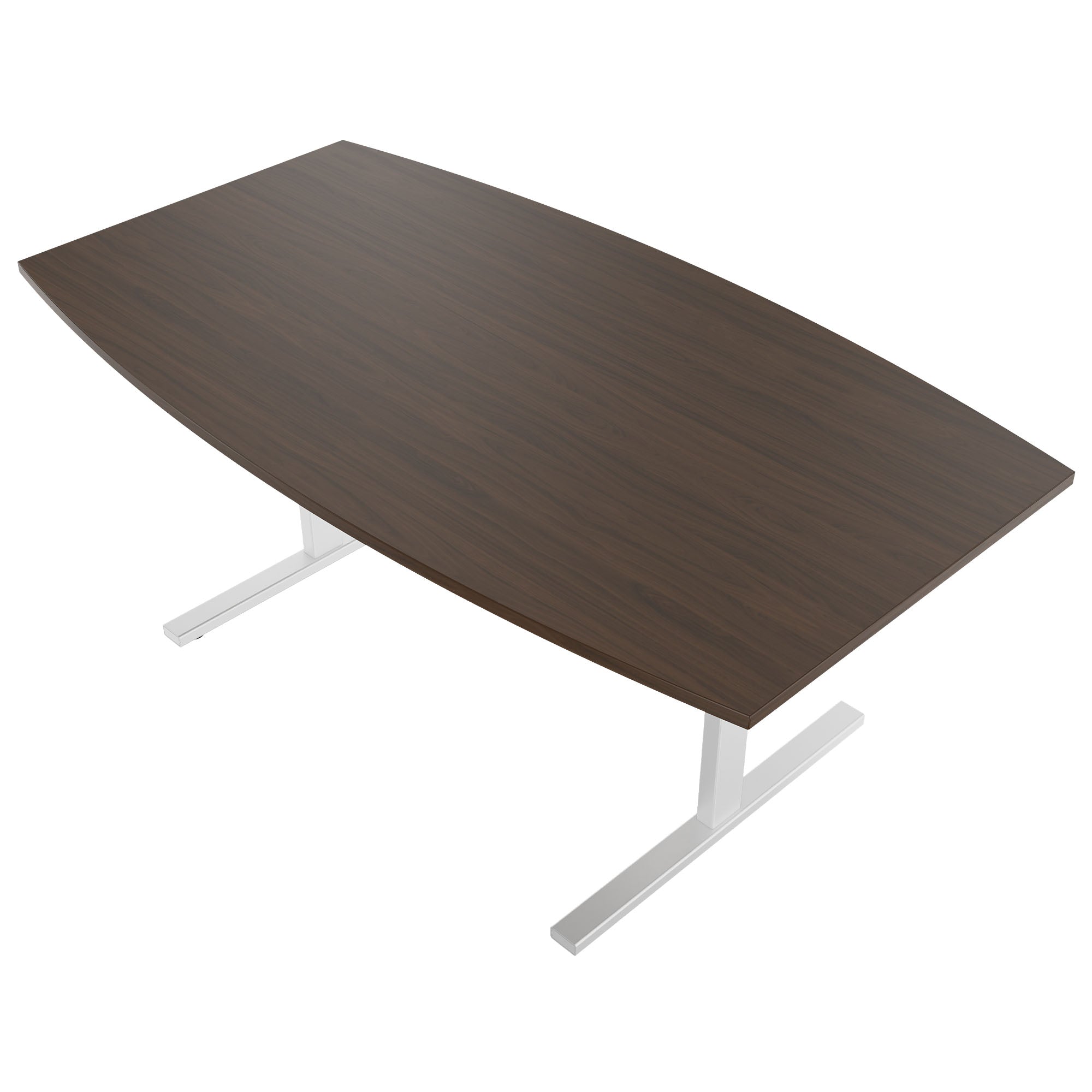 T-EASY conference table | boat shape, 1800 - 2400 mm (6 - 10 persons), cable flap optional, walnut
