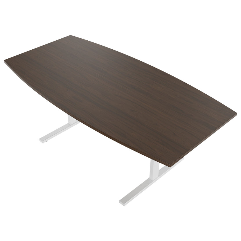 T-EASY Konferenztisch | Bootsform, 1800 - 2400 mm (6 - 10 Personen), Kabelklappe optional, Nussbaum