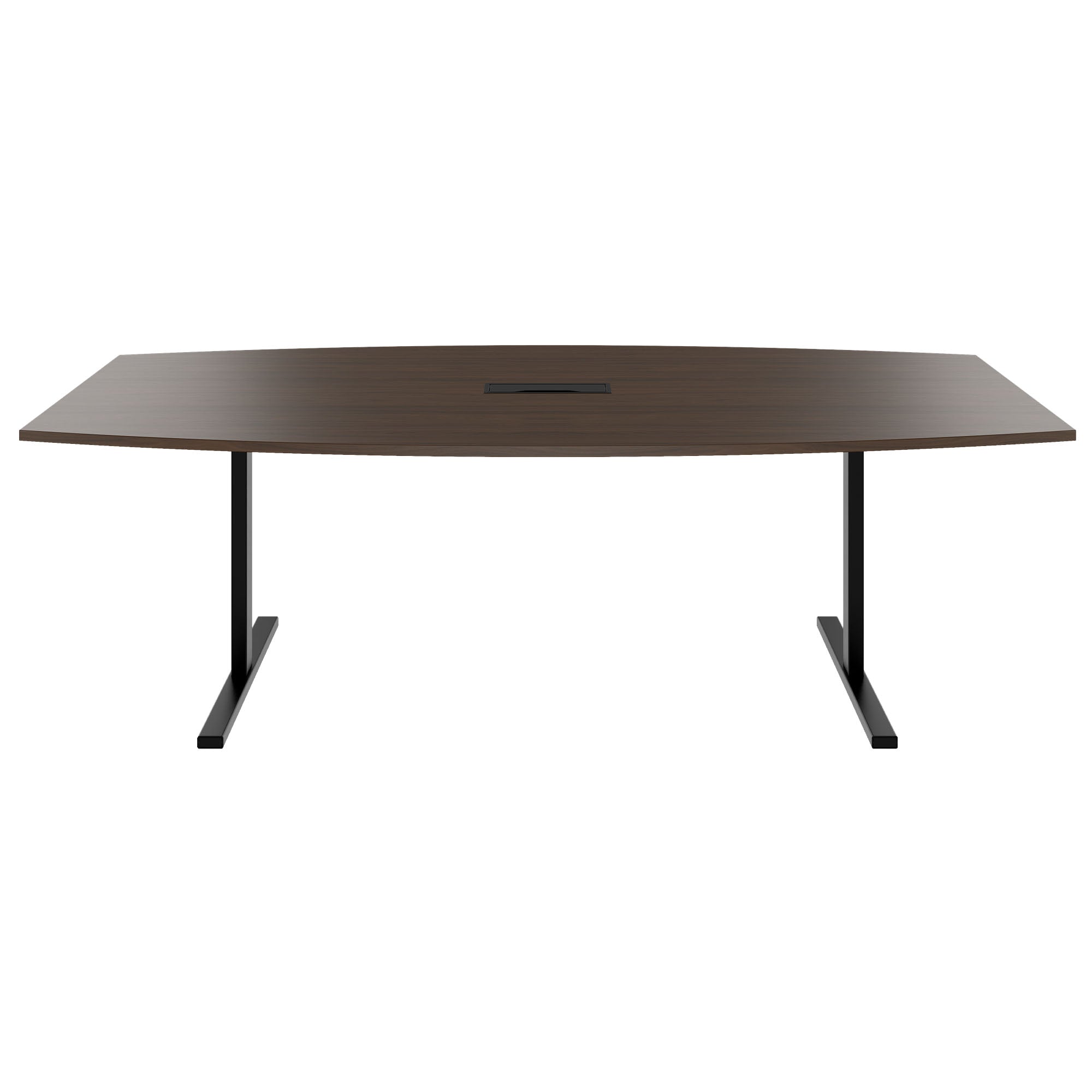 T-EASY conference table | boat shape, 1800 - 2400 mm (6 - 10 persons), cable flap optional, walnut
