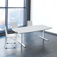 T-EASY conference table | boat shape, 1800 - 2400 mm (6 - 10 people), pearl grey