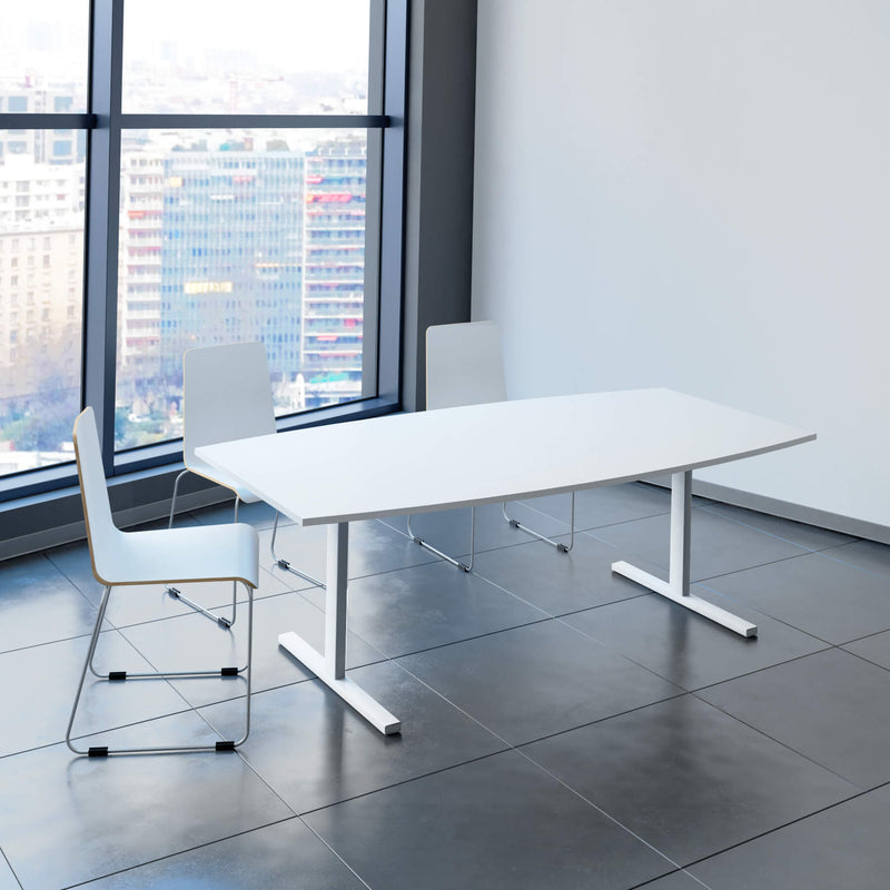 T-EASY Konferenztisch | Bootsform, 1800 - 2400 mm (6 - 10 Personen), Kabelklappe optional, Weiß - 11 Main Image