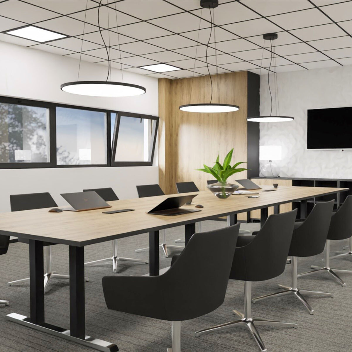 L-Line Conference Table | 3200–4800 mm, integrated cable management, optional media ports - 2 Lightbox Main Image