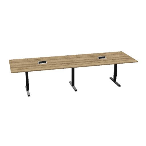 Table de conférence L-Line | 3200-4800 mm, passage de câbles intégré, ports multimédia en option