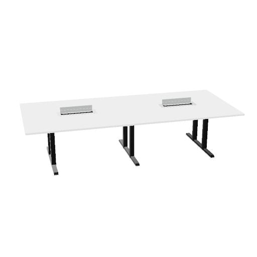 Table de conférence L-Line | 3200-4800 mm, passage de câbles intégré, ports multimédia en option