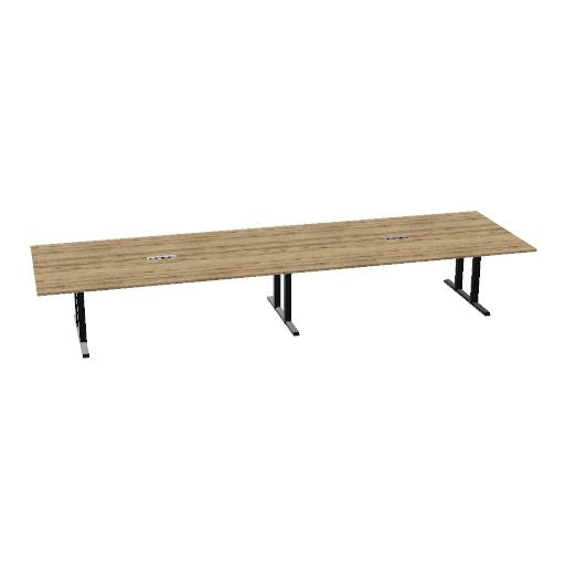 Table de conférence L-Line | 3200-4800 mm, passage de câbles intégré, ports multimédia en option