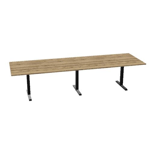 Table de conférence L-Line | 3200-4800 mm, passage de câbles intégré, ports multimédia en option
