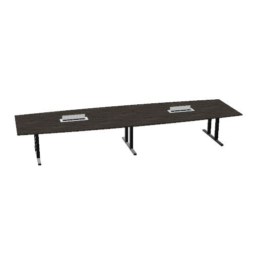 Table de conférence L-Line | 3200-4800 mm, passage de câbles intégré, ports multimédia en option
