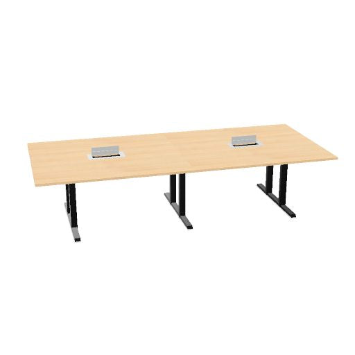 Table de conférence L-Line | 3200-4800 mm, passage de câbles intégré, ports multimédia en option
