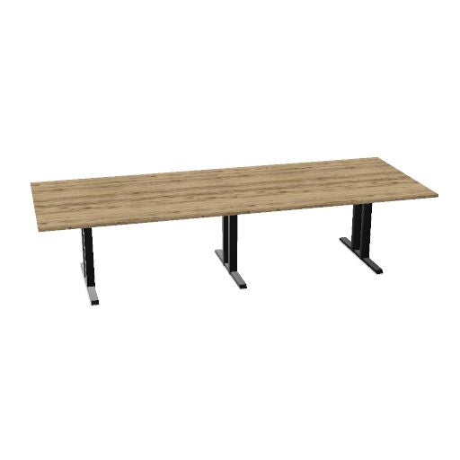 Table de conférence L-Line | 3200-4800 mm, passage de câbles intégré, ports multimédia en option