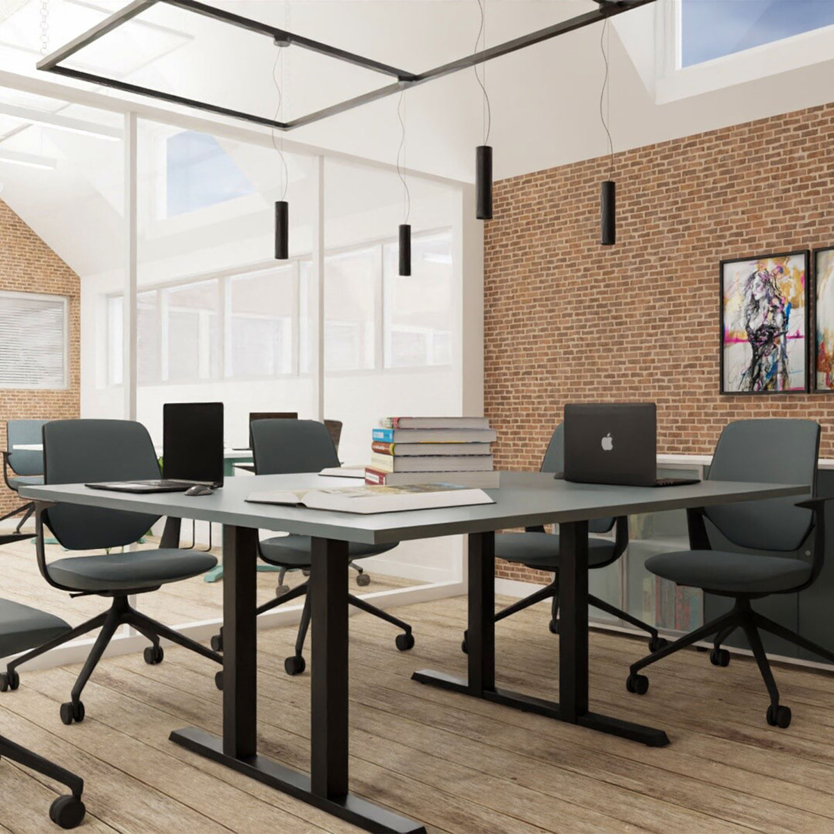 L-Line Conference Table | 3200–4800 mm, integrated cable management, optional media ports - 4 Lightbox Main Image