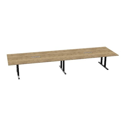 Table de conférence L-Line | 3200-4800 mm, passage de câbles intégré, ports multimédia en option