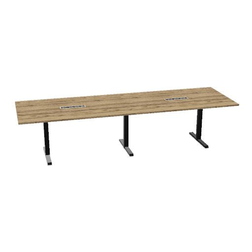 Table de conférence L-Line | 3200-4800 mm, passage de câbles intégré, ports multimédia en option