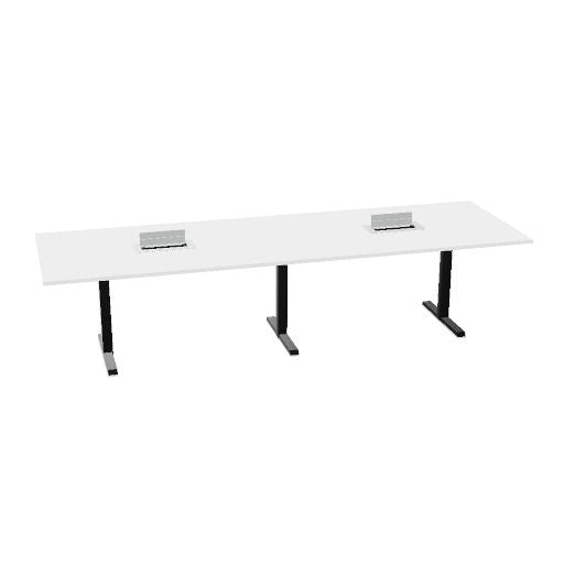 Table de conférence L-Line | 3200-4800 mm, passage de câbles intégré, ports multimédia en option