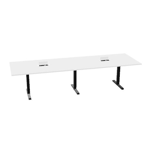 Table de conférence L-Line | 3200-4800 mm, passage de câbles intégré, ports multimédia en option