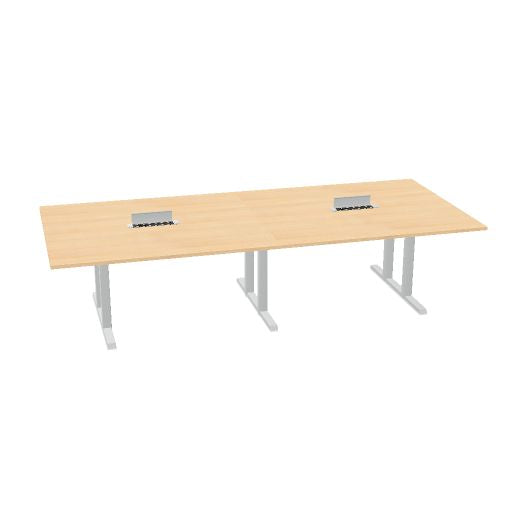 Table de conférence L-Line | 3200-4800 mm, passage de câbles intégré, ports multimédia en option
