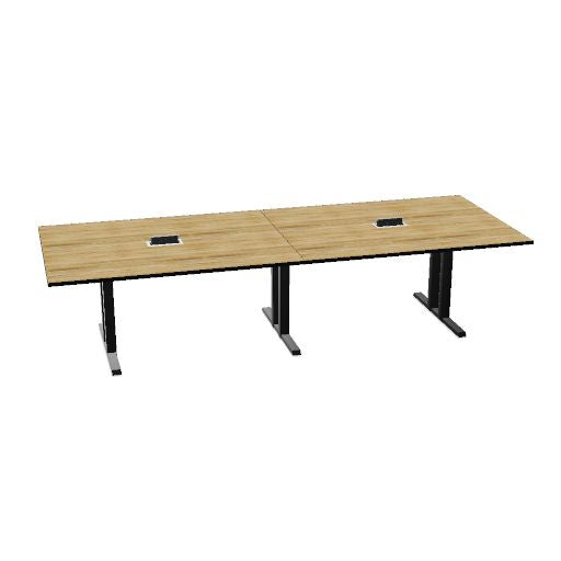 Table de conférence L-Line | 3200-4800 mm, passage de câbles intégré, ports multimédia en option