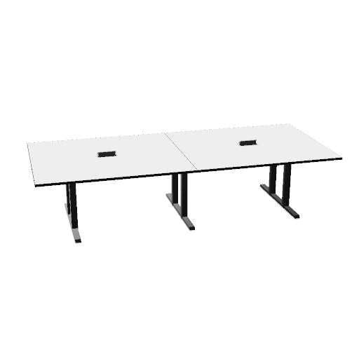 Table de conférence L-Line | 3200-4800 mm, passage de câbles intégré, ports multimédia en option