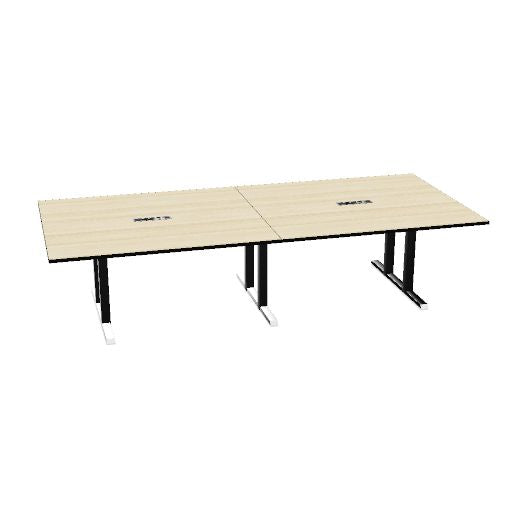 Table de conférence L-Line | 3200-4800 mm, passage de câbles intégré, ports multimédia en option