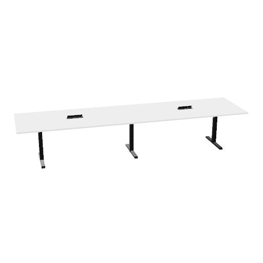 Table de conférence L-Line | 3200-4800 mm, passage de câbles intégré, ports multimédia en option