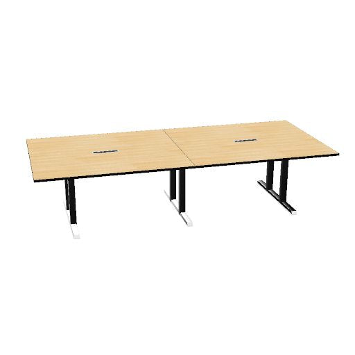 Table de conférence L-Line | 3200-4800 mm, passage de câbles intégré, ports multimédia en option