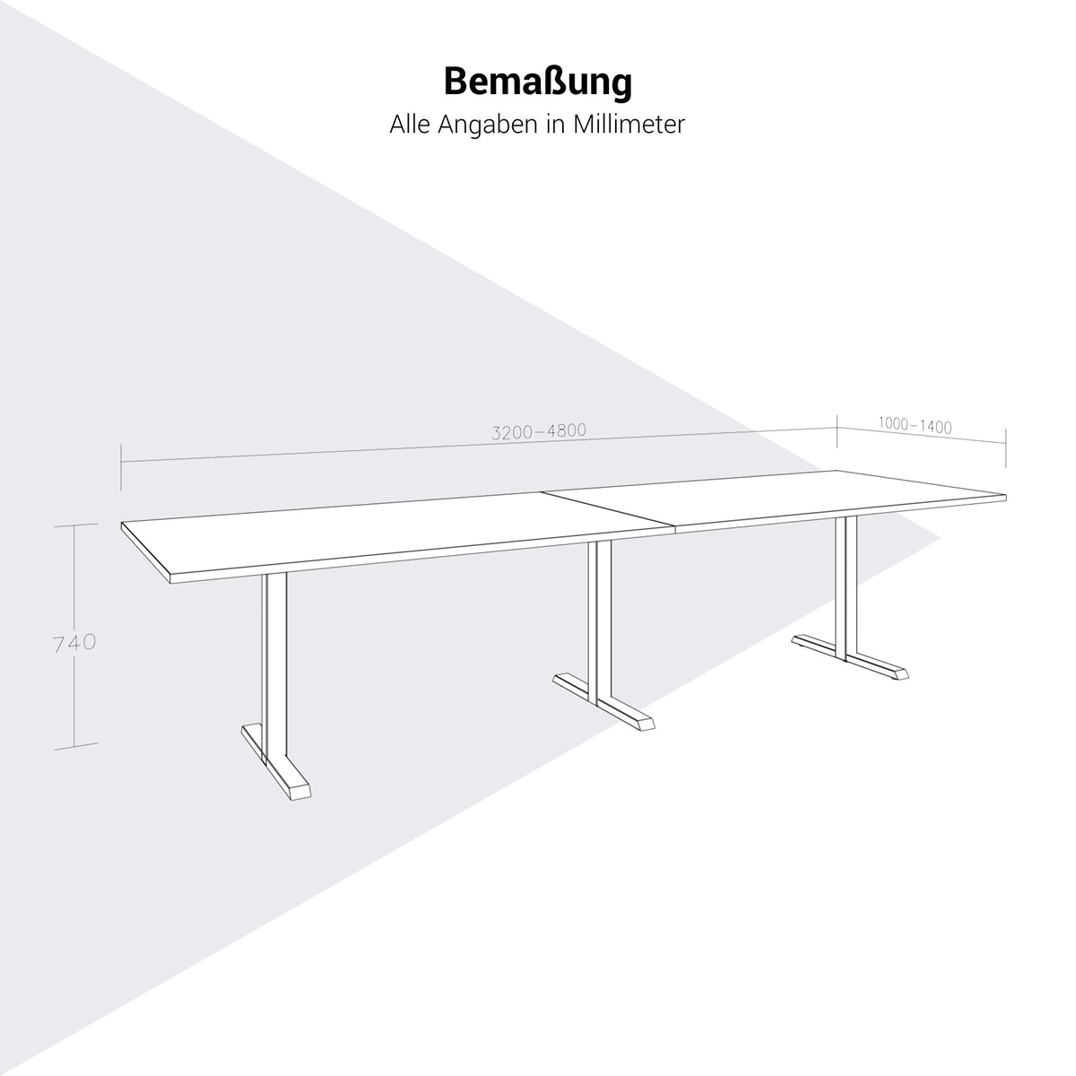 L-Line Conference Table | 3200–4800 mm, integrated cable management, optional media ports - 9 Lightbox Main Image