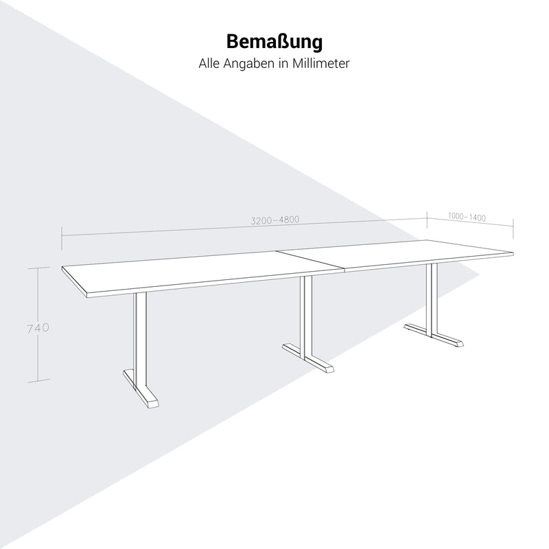 L-Line Conference Table | 3200–4800 mm, integrated cable management, optional media ports - 9 Main Image