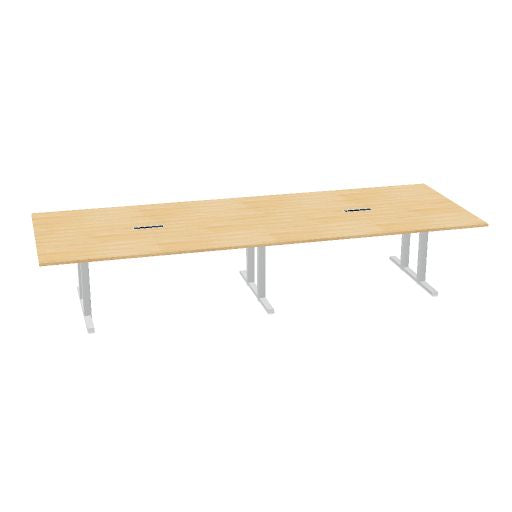 Table de conférence L-Line | 3200-4800 mm, passage de câbles intégré, ports multimédia en option