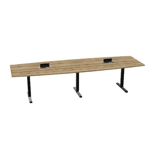 Table de conférence L-Line | 3200-4800 mm, passage de câbles intégré, ports multimédia en option