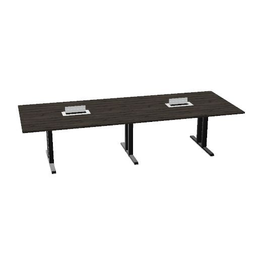 Table de conférence L-Line | 3200-4800 mm, passage de câbles intégré, ports multimédia en option