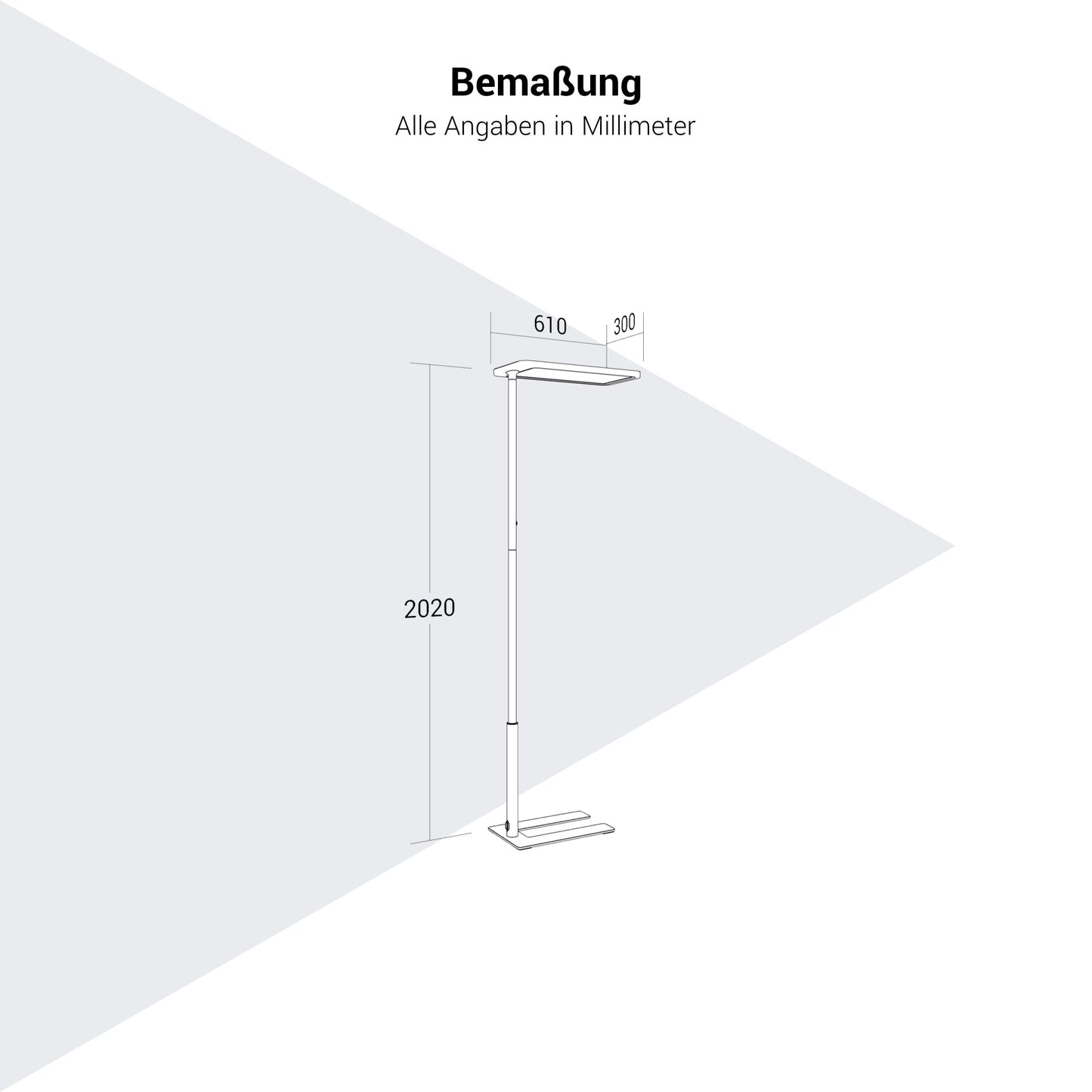 Tampon de bureau de Lumo | 610 x 2020 mm, 10 400 lumens, dimmable