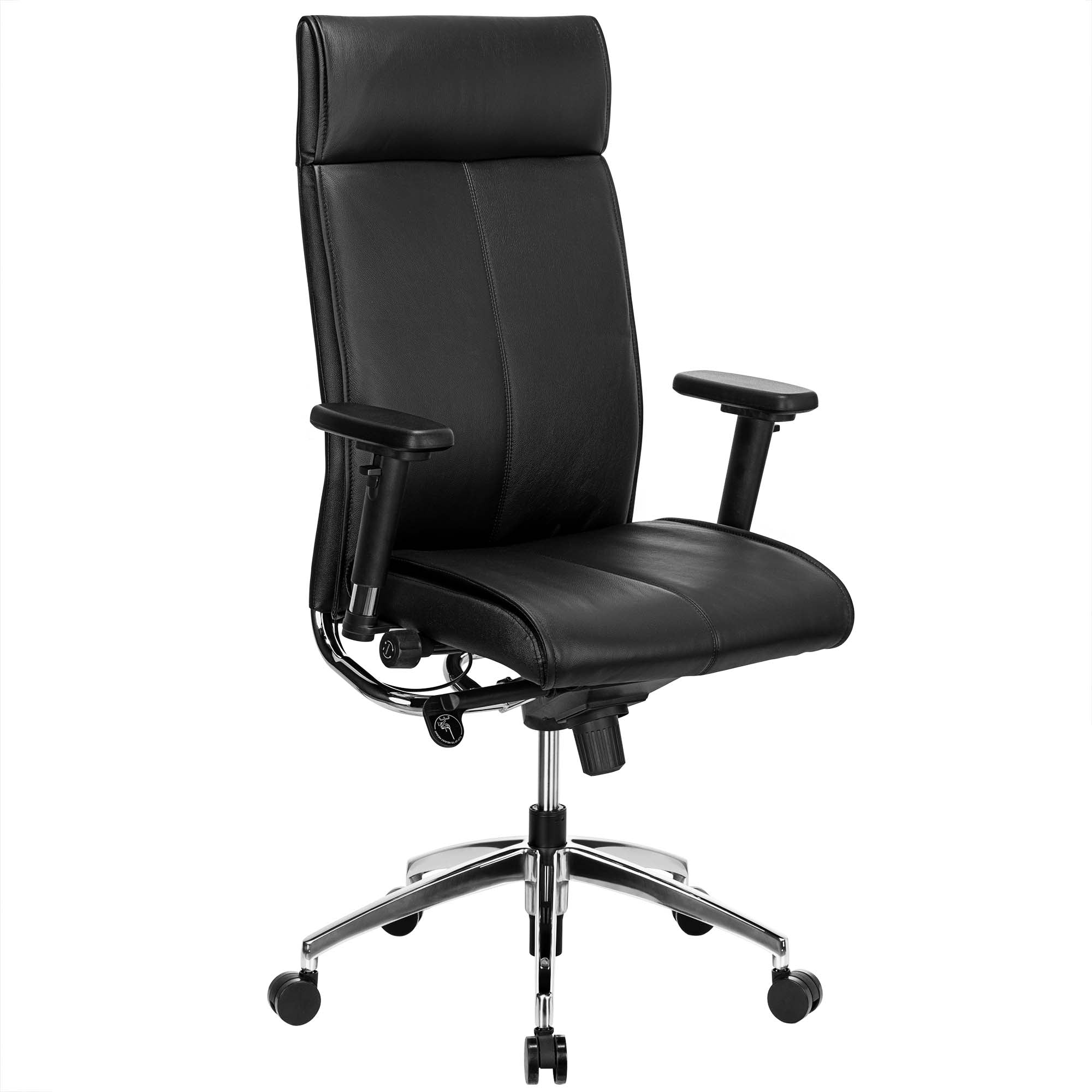 TOP Chaise oscillante de bureau | Support de la lordose, en cuir réel, noir