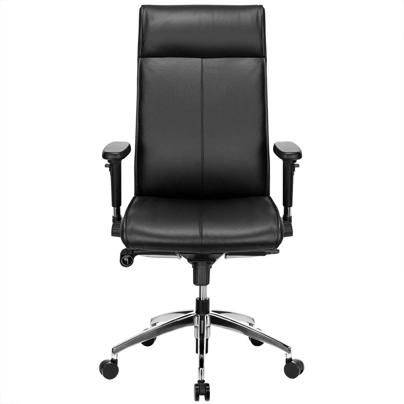 TOP Chaise oscillante de bureau | Support de la lordose, en cuir réel, noir