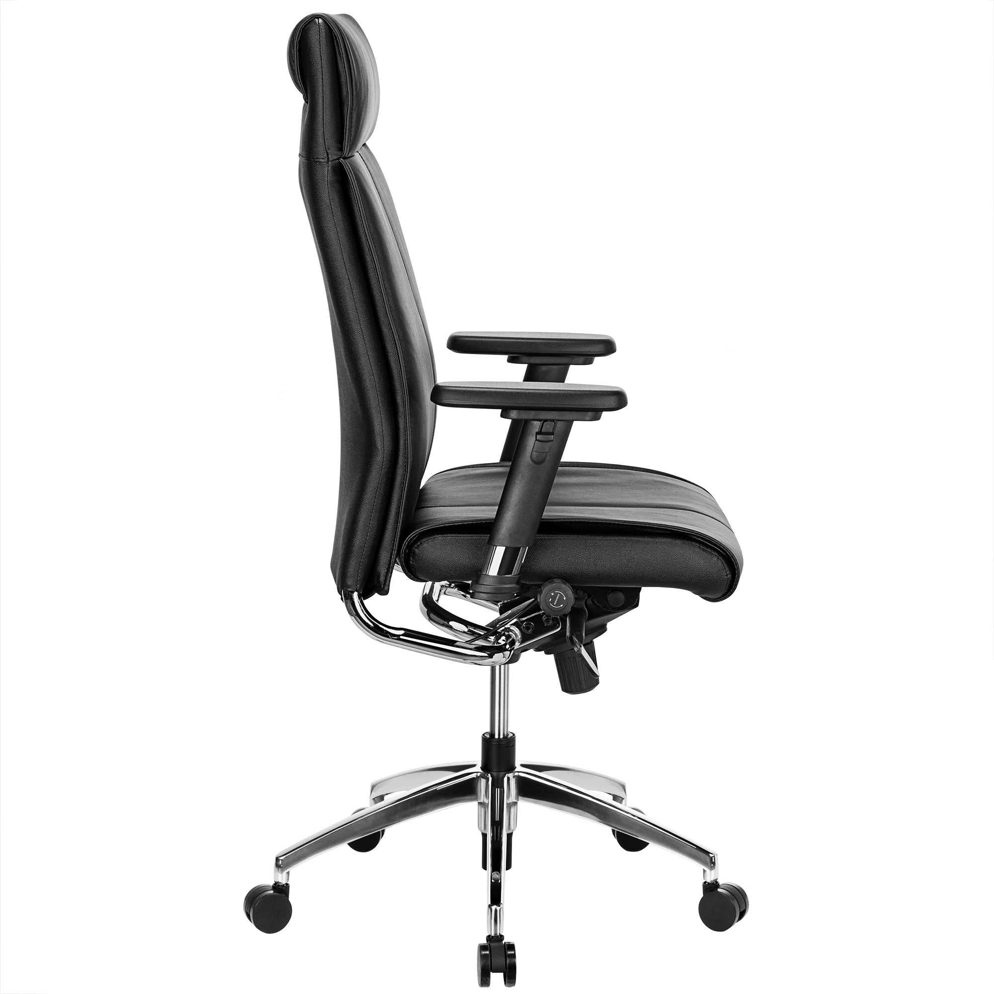 TOP Chaise oscillante de bureau | Support de la lordose, en cuir réel, noir