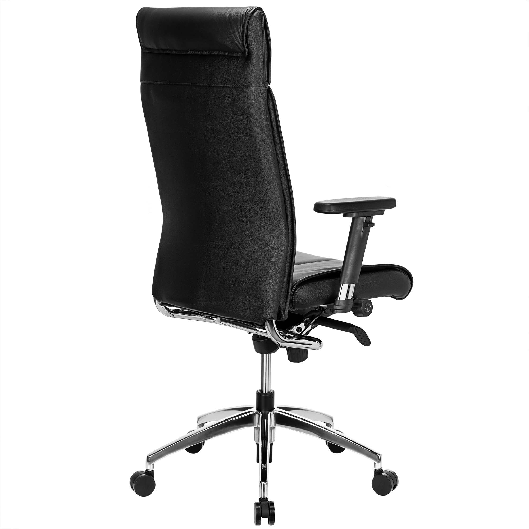 TOP Chaise oscillante de bureau | Support de la lordose, en cuir réel, noir
